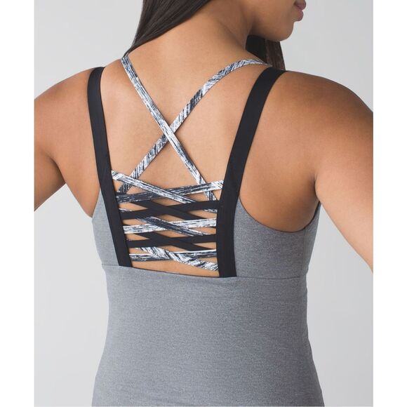 Lululemon Hot To Street Tank top Heathered Slate strappy back size 4 new - Picture 6 of 13